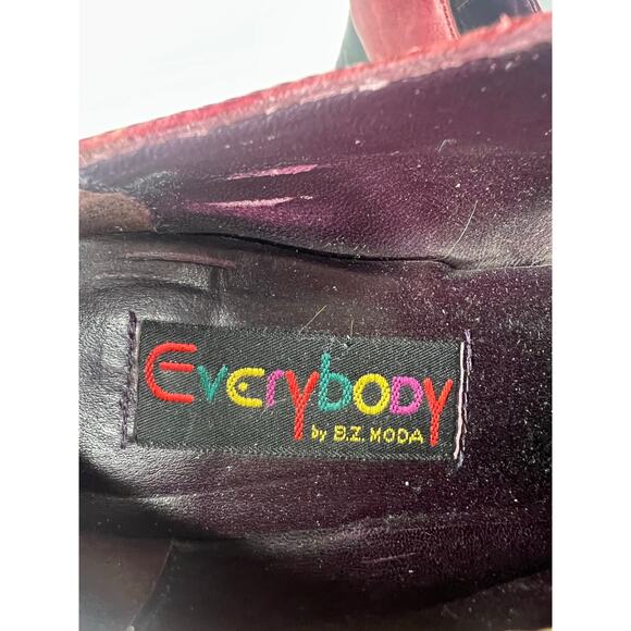 BZ MODA Leather Bootie Mid Heel Round Toe Burgundy Womens EU 36.5 US 6 UK 4.5 - Picture 8 of 10